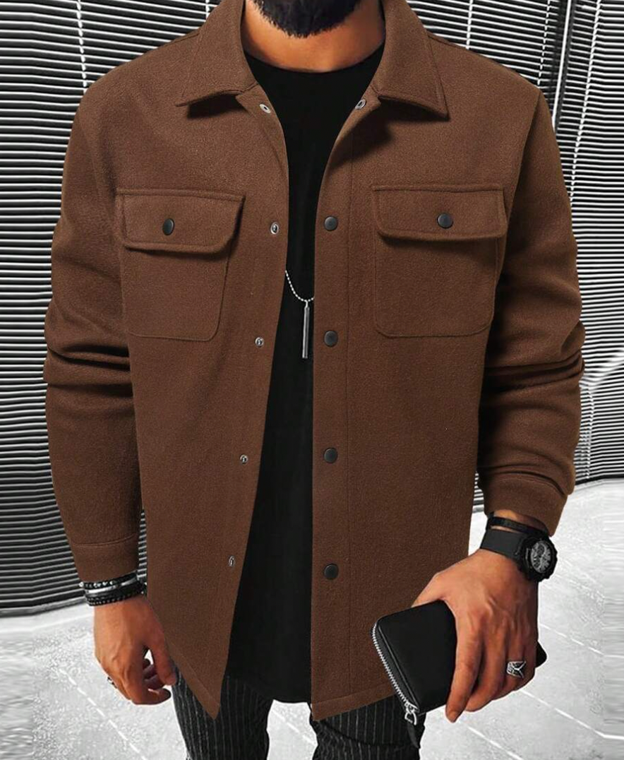 Josiah men's lightweight spring jacket relaxed fit polyester button closure casual layer