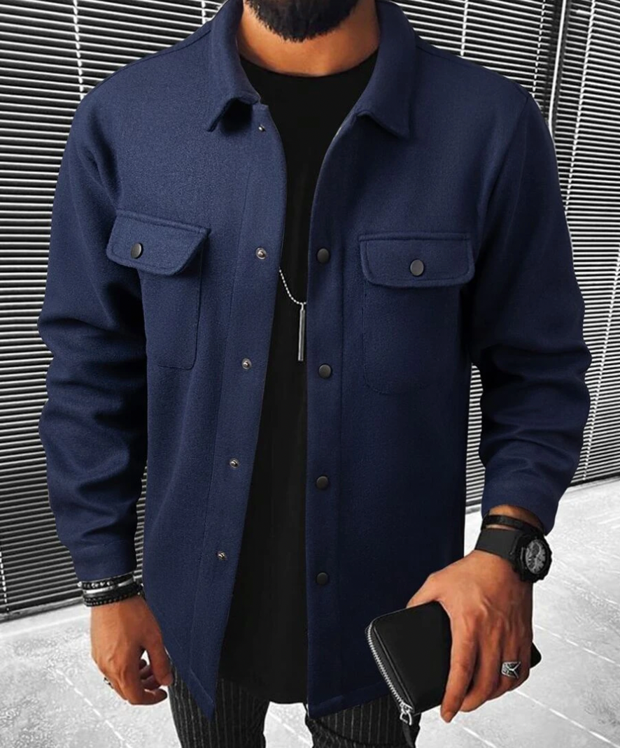 Josiah men's lightweight relaxed-fit spring jacket in neutral tone with classic button closure