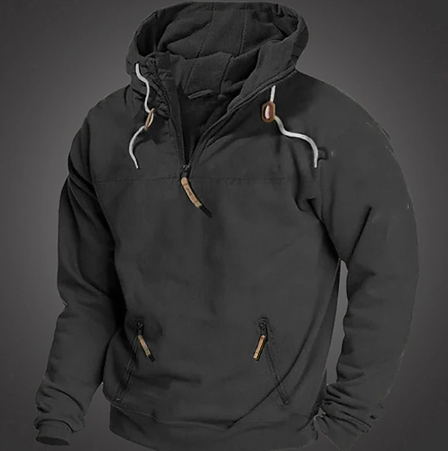 Men's relaxed-fit casual hoodie in soft fleece-lined long sleeve style for everyday comfort