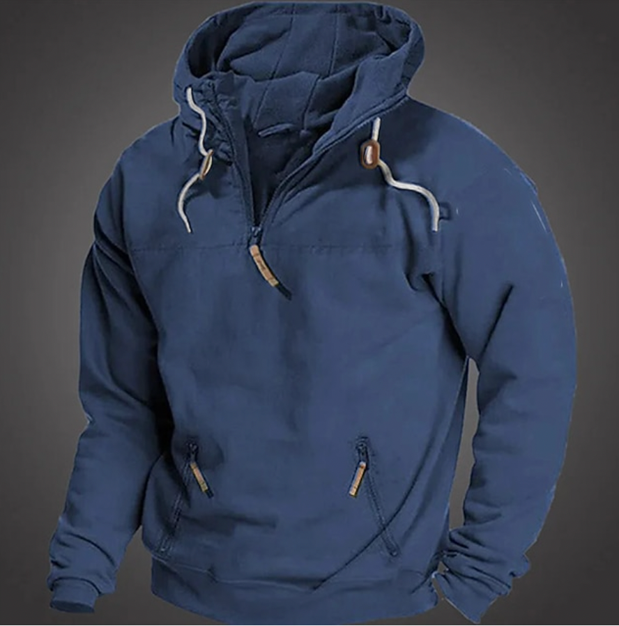 Men's relaxed-fit casual hoodie in soft fleece-lined long sleeve style for everyday comfort
