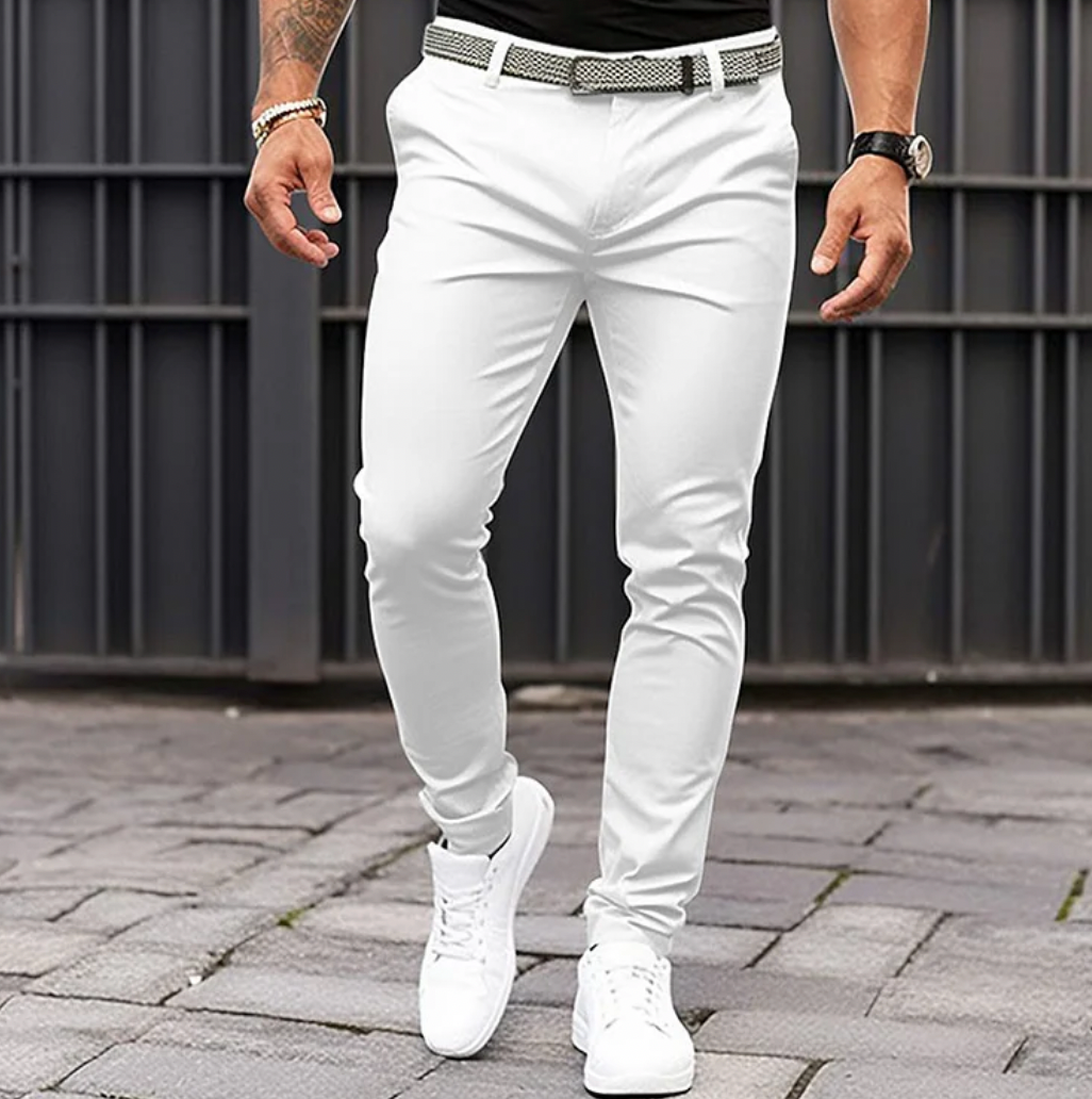 Men's slim fit office trousers smooth lining pockets stylish casual polished all-day comfort