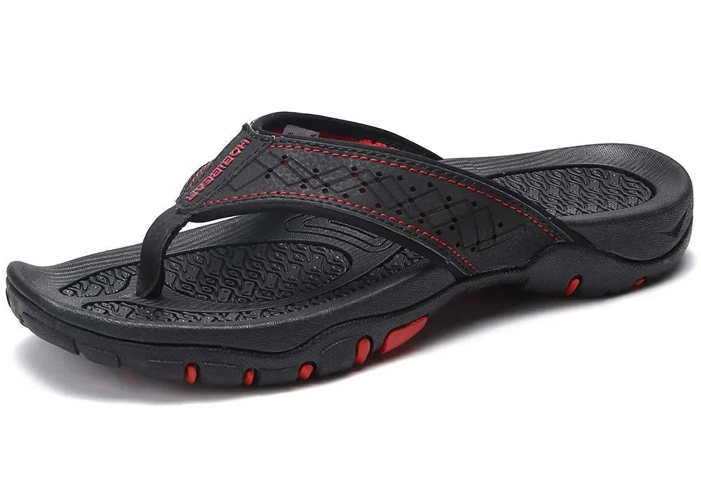 Men's athletic flip flops with arch support, durable water-ready sandals for beach and city wear