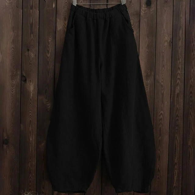 Women's wide leg pants relaxed fit elastic waist full-length breathable casual trousers Nordisk-Flair