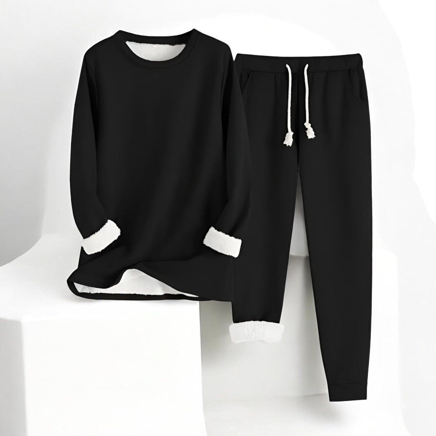 Women's Veda cozy fleece matching set soft plush fabric relaxed fit ultra-warm loungewear