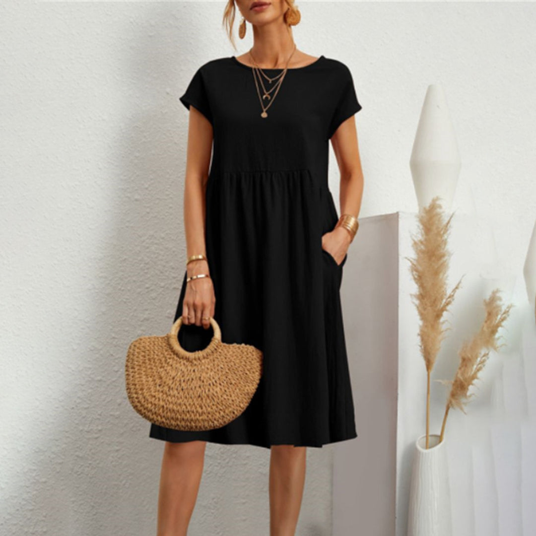 Women's Anna A-line midi dress comfortable everyday style flattering mid-calf versatile fit