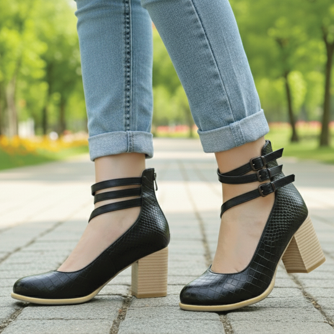 Women's vegan leather ankle boots block heel round toe back zip polished everyday style