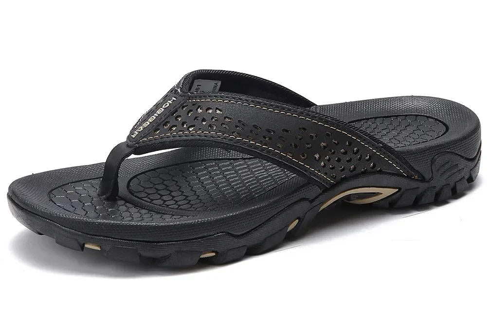 Men's athletic flip flops with arch support, water-ready sport sandals for beach and city wear