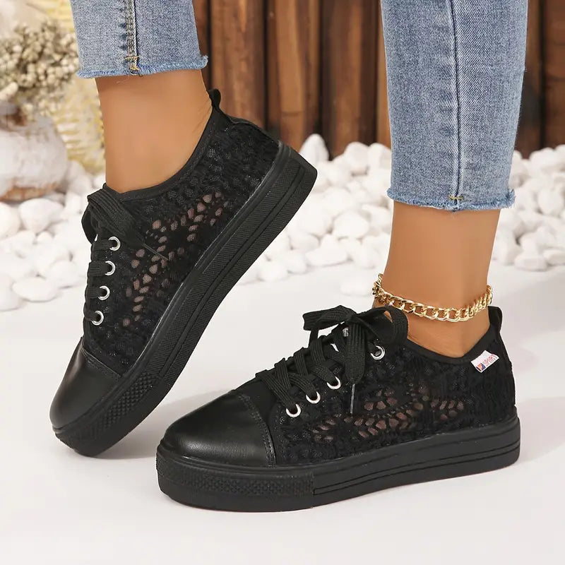 Women's lightweight breathable mesh sneakers lace-up closure cushioned sole everyday casual comfort