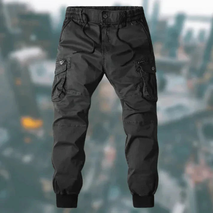 Beau men's cargo pants modern slim fit with multiple utility pockets, durable streetwear style