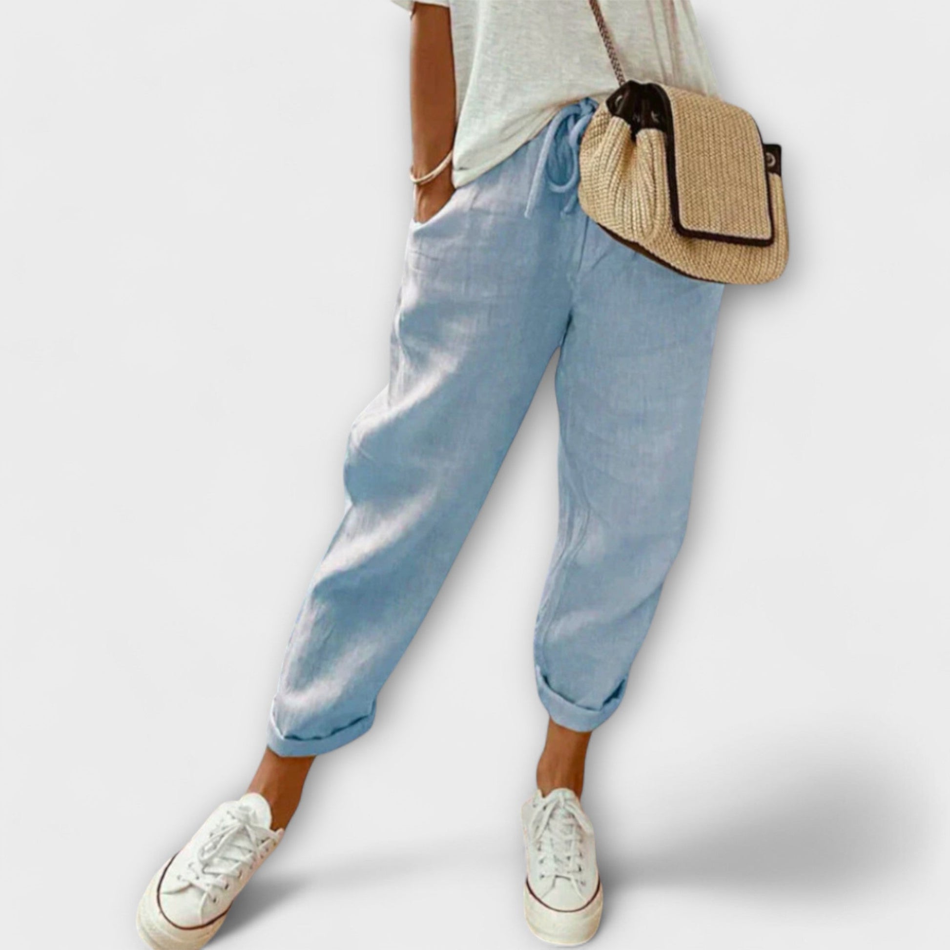 Women's lightweight linen pants breathable fitted cut elegant silhouette for summer everyday wear