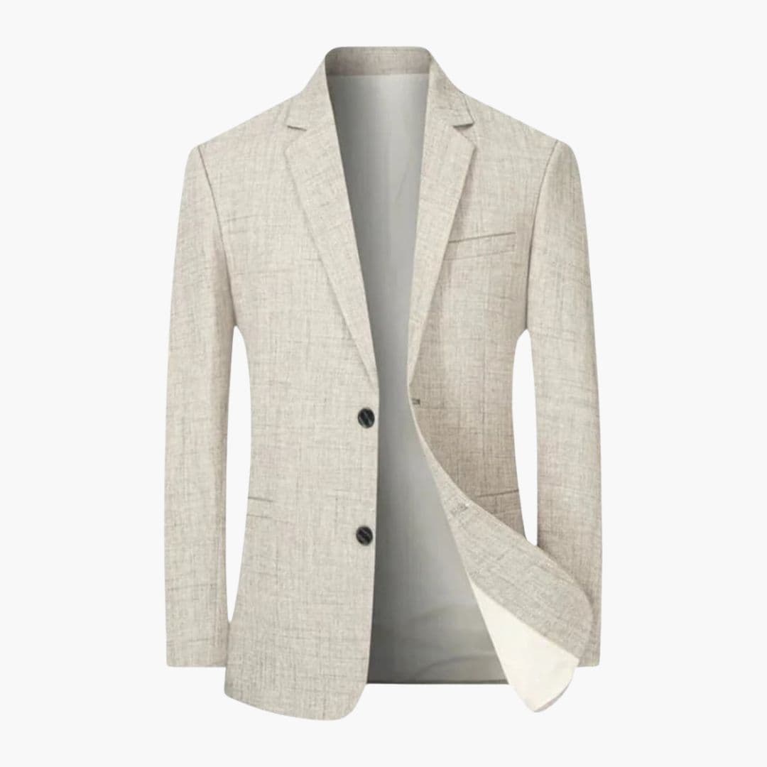 Men's classic navy blazer notch lapel two-button closure fully lined structured fit