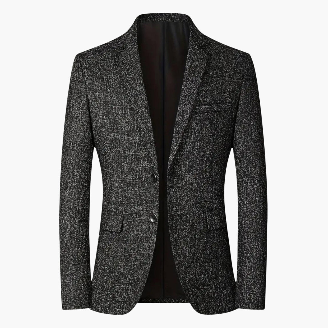 Men's slim fit notched lapel blazer textured finish two welt pockets modern professional style