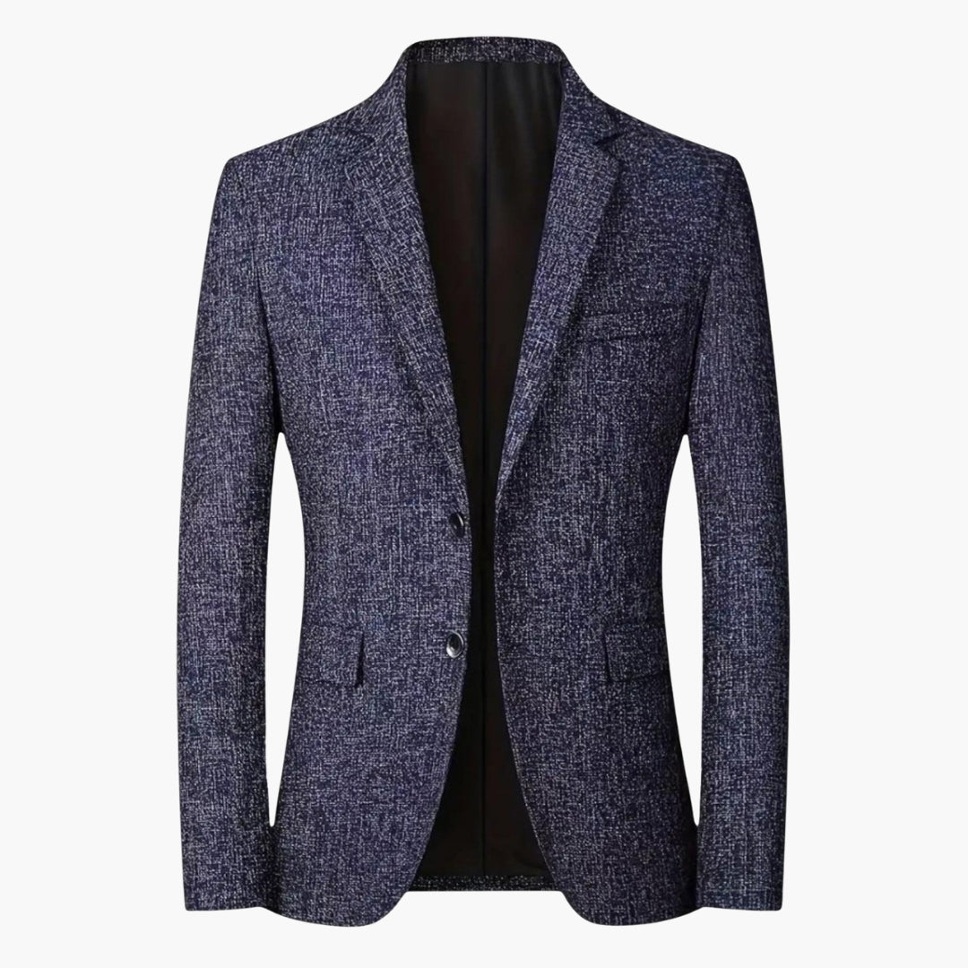 Men's slim fit notched lapel blazer textured finish two welt pockets modern professional style