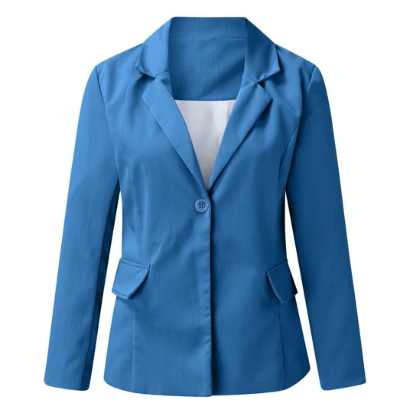 Women's open-front work blazer in neutral tone, tailored silhouette with effortless layering style