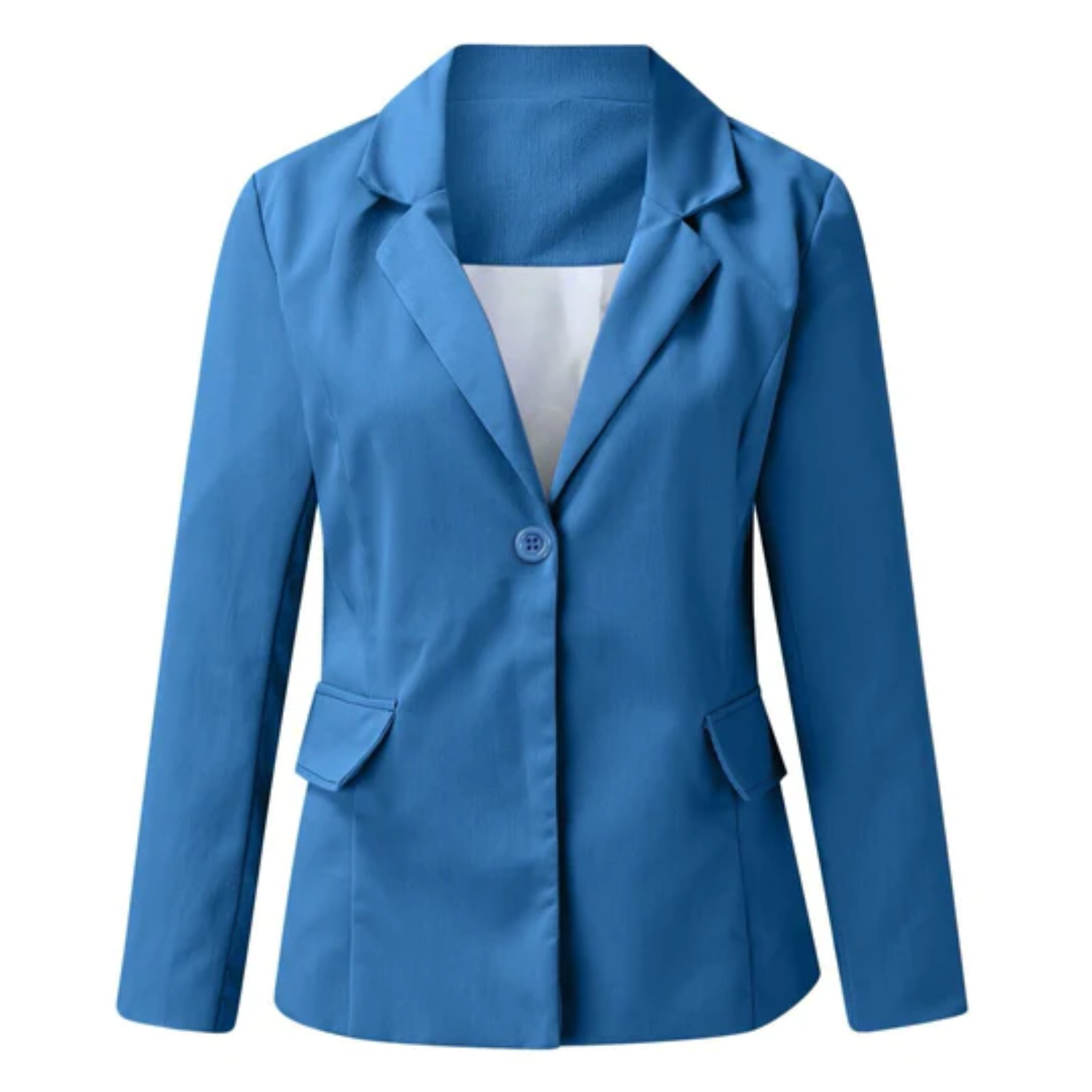 Women's open-front work blazer in neutral tone, tailored silhouette with effortless layering style