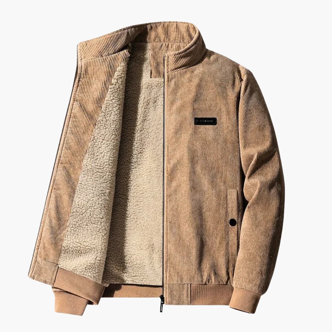 Men's bomber jacket with stand-up collar, zipper front, ribbed cuffs and hem for everyday wear