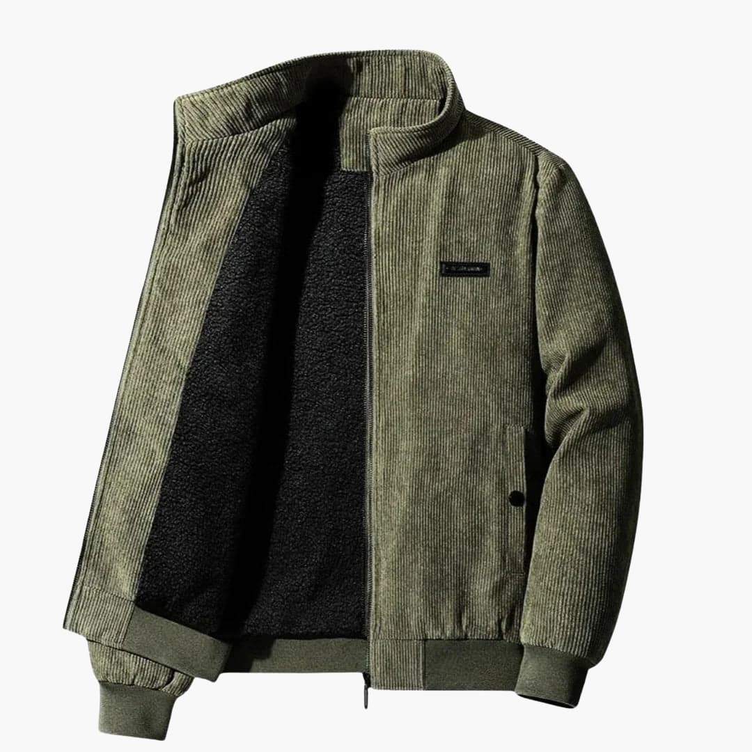 Men's bomber jacket with stand-up collar, front zipper, ribbed cuffs and hem for everyday casual wear