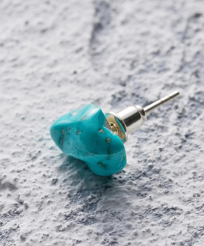Boucles d'oreilles à tige asymétriques en argent sterling bleu et turquoise pour hommes et femmes - Urbann-Vibe
