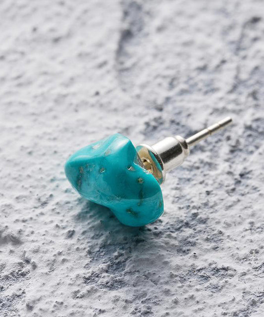 Boucles d'oreilles à tige asymétriques en argent sterling bleu et turquoise pour hommes et femmes - Urbann-Vibe