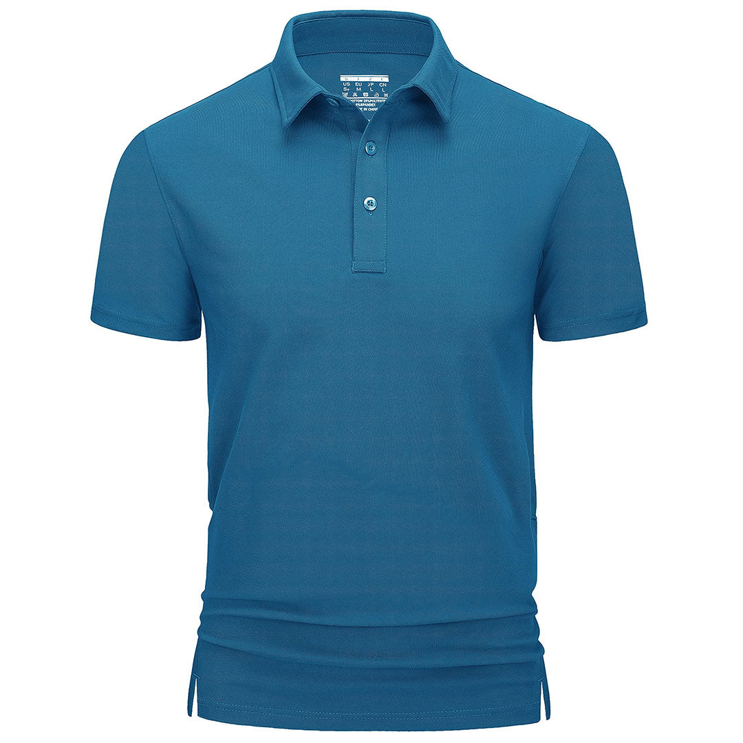 Men's quick-dry golf polo shirt breathable cotton blend lightweight stretch active outdoor wear