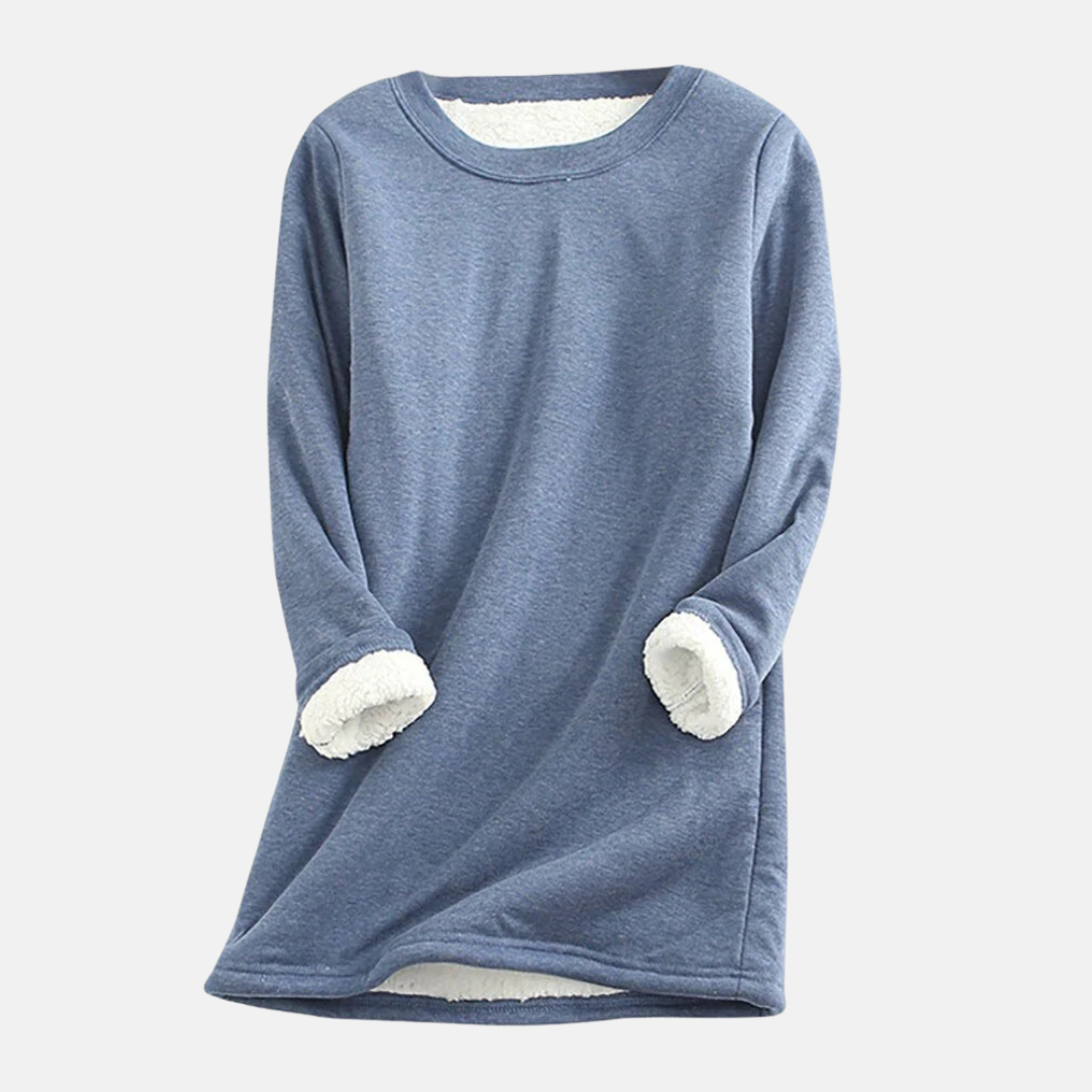 Women's plush-lined knit crew neck sweatshirt relaxed fit cozy warmth everyday comfort