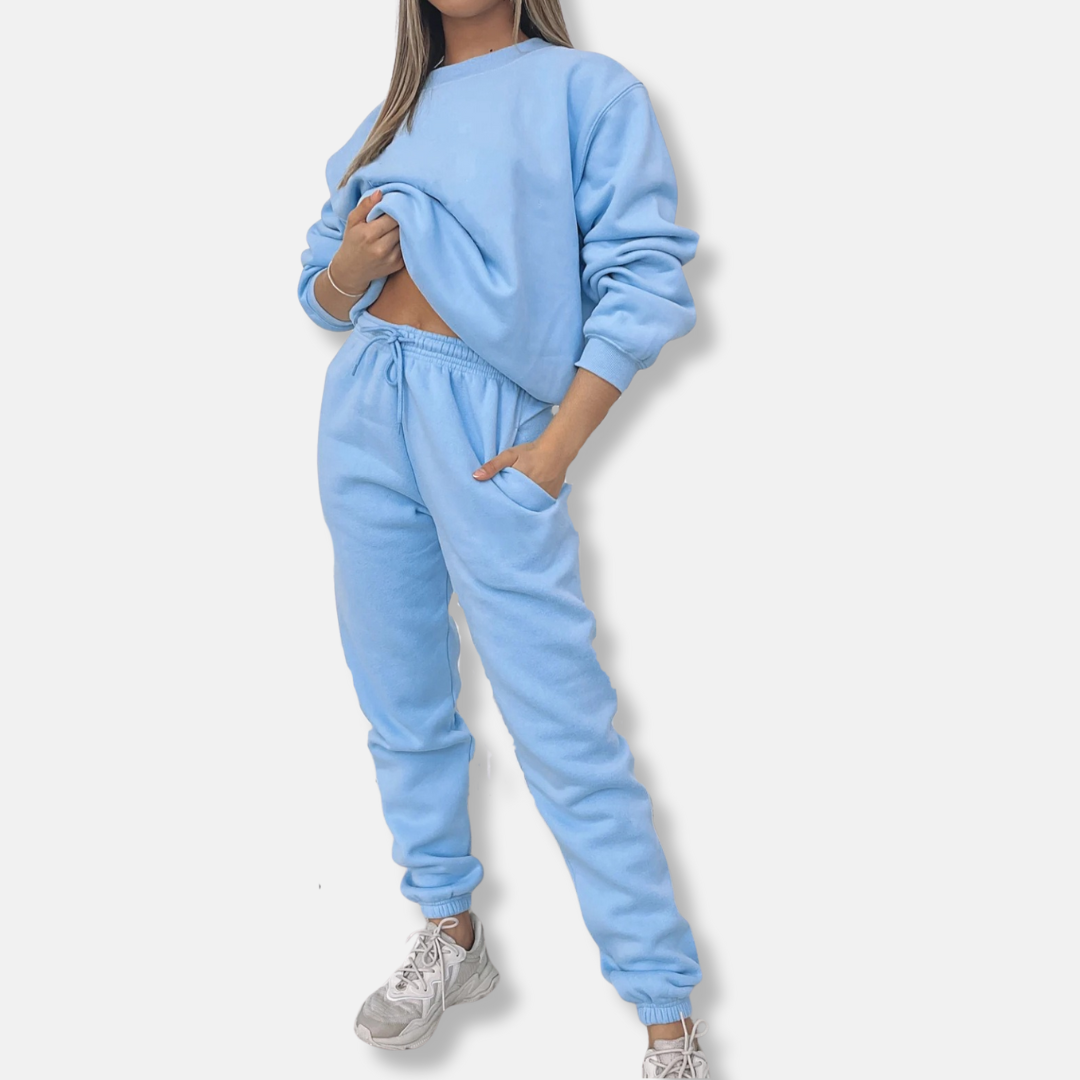 Women's cotton blend two-piece set relaxed fit elastic drawstring waist casual coordinated outfit
