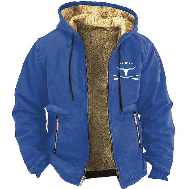 Dark work hoodie jacket with cozy lining, rugged durable fabric, built for tradesmen mobility