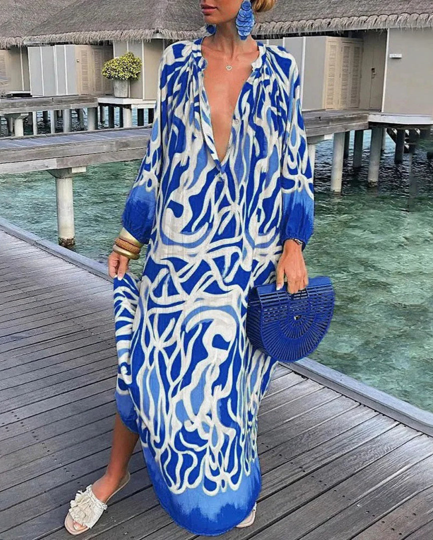 Dorinne boho long casual dress for women, lightweight airy sleeves, relaxed fit, spring style