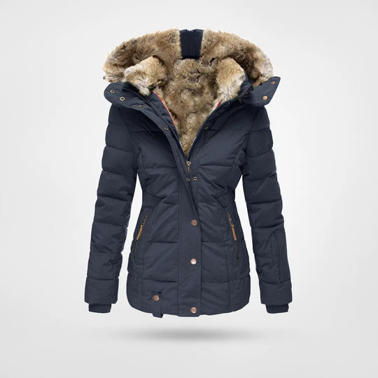 Women's elegant jacket neutral tone clean silhouette refined accents comfortable everyday layering piece