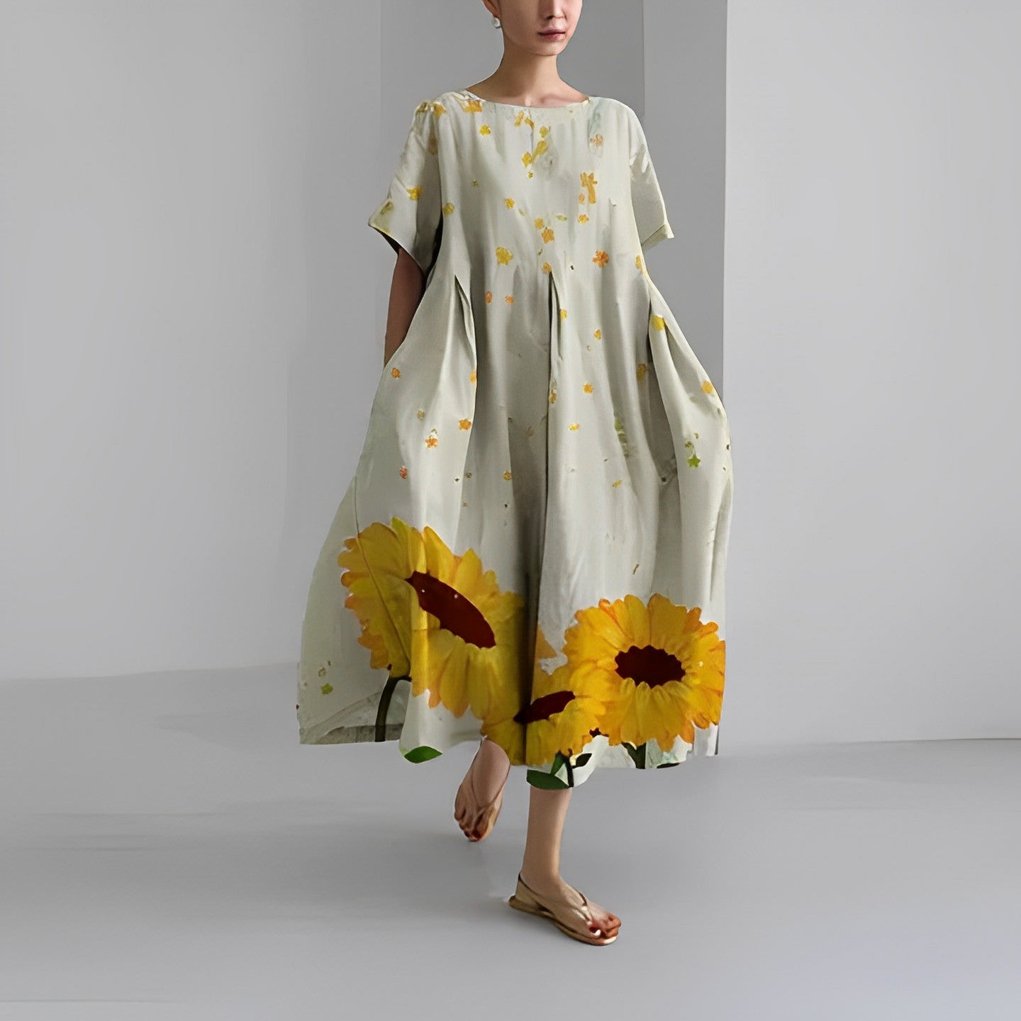 Women's floral dress soft breathable fabric flowing silhouette elegant everyday wear flattering fit