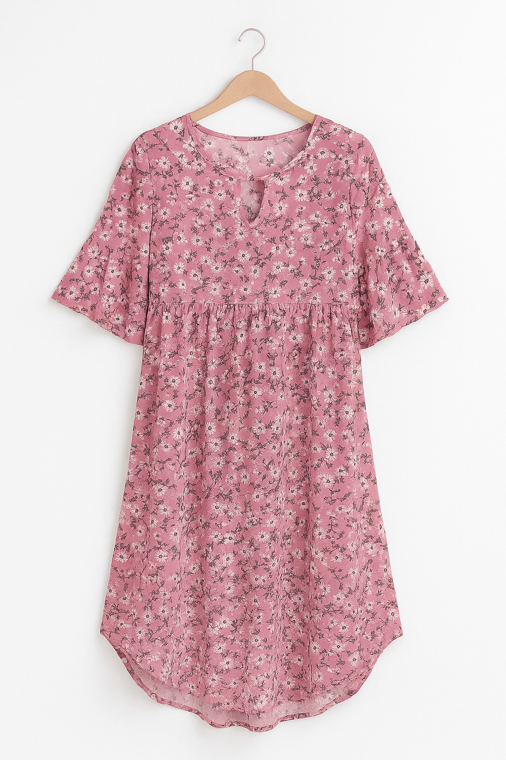 Women's elegant floral dress flowing silhouette delicate feminine pattern for sunny festive occasions