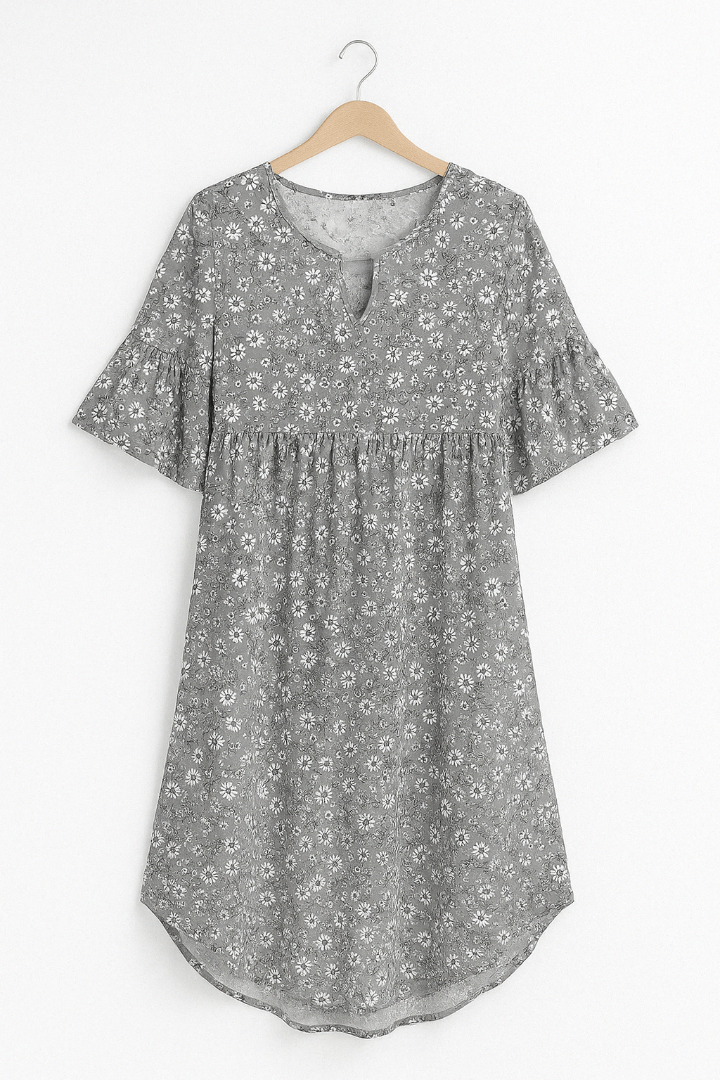 Women's elegant floral dress flowing silhouette delicate feminine pattern for sunny days and festive occasions