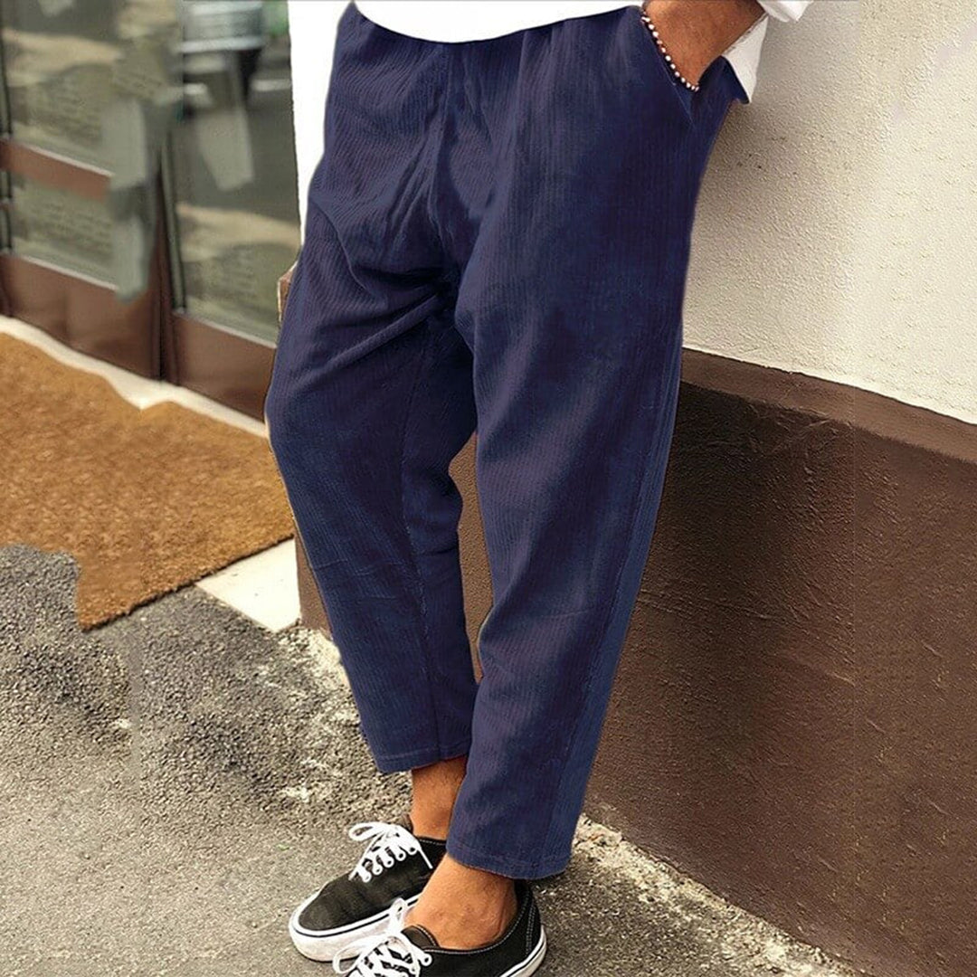 Men's gray cropped tapered trousers Nordic Flair elastic waist relaxed fit casual style
