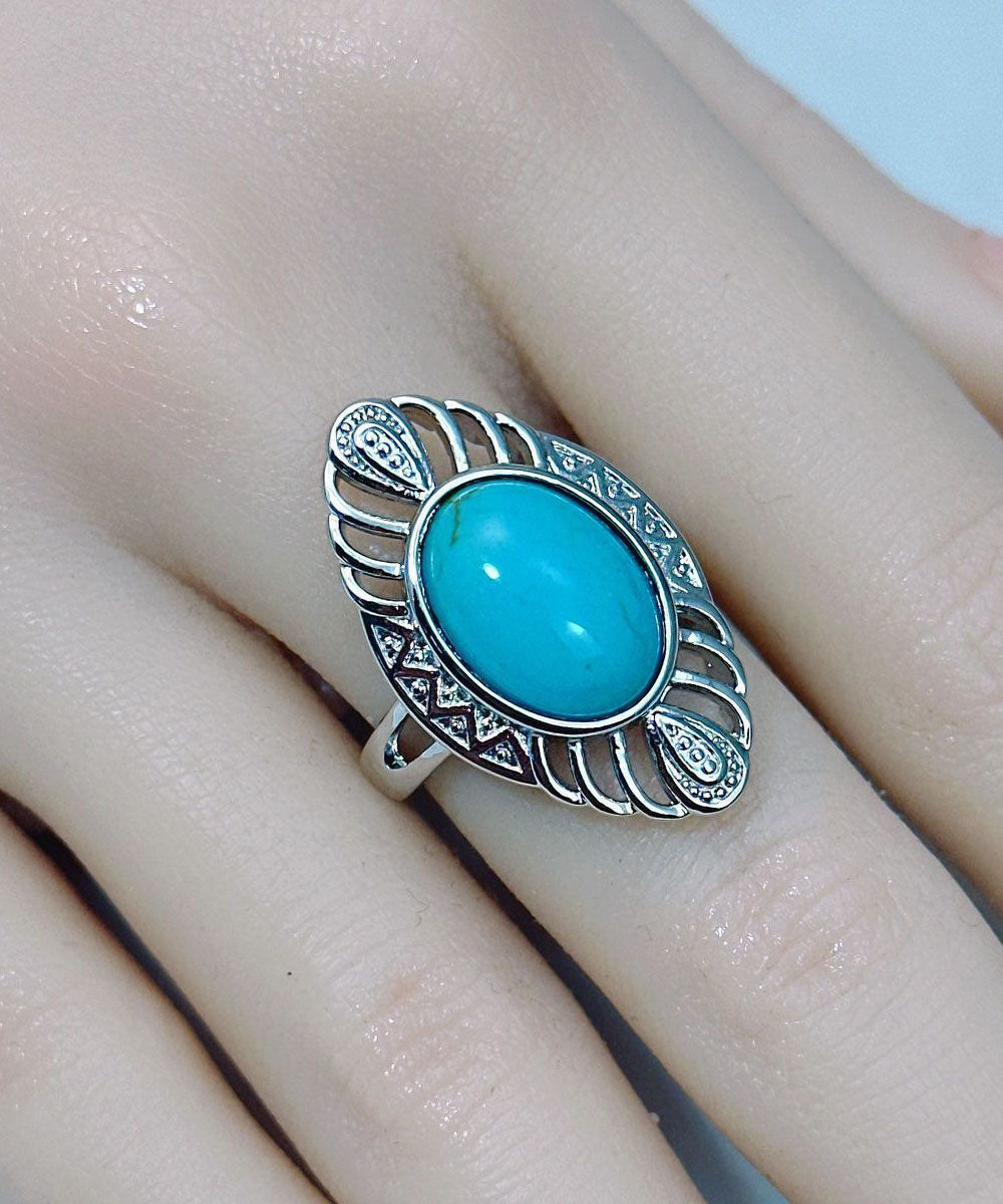 Bagues bohèmes en argent sterling bleu turquoise ajourées - Urbann-Vibe