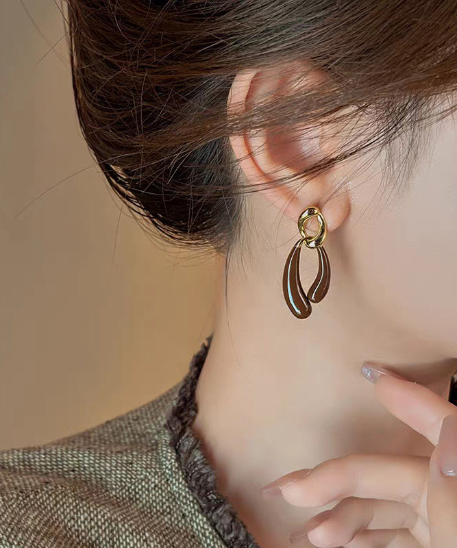 Boucles d'oreilles pendantes asymétriques en alliage de cuivre et émail de style bohème - Urbann-Vibe