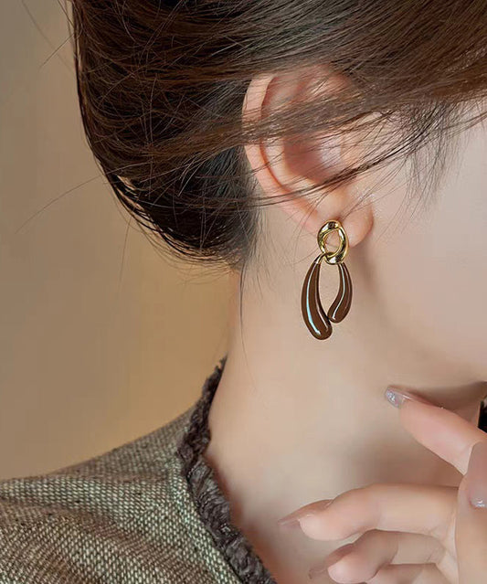 Boucles d'oreilles pendantes asymétriques en alliage de cuivre et émail de style bohème - Urbann-Vibe