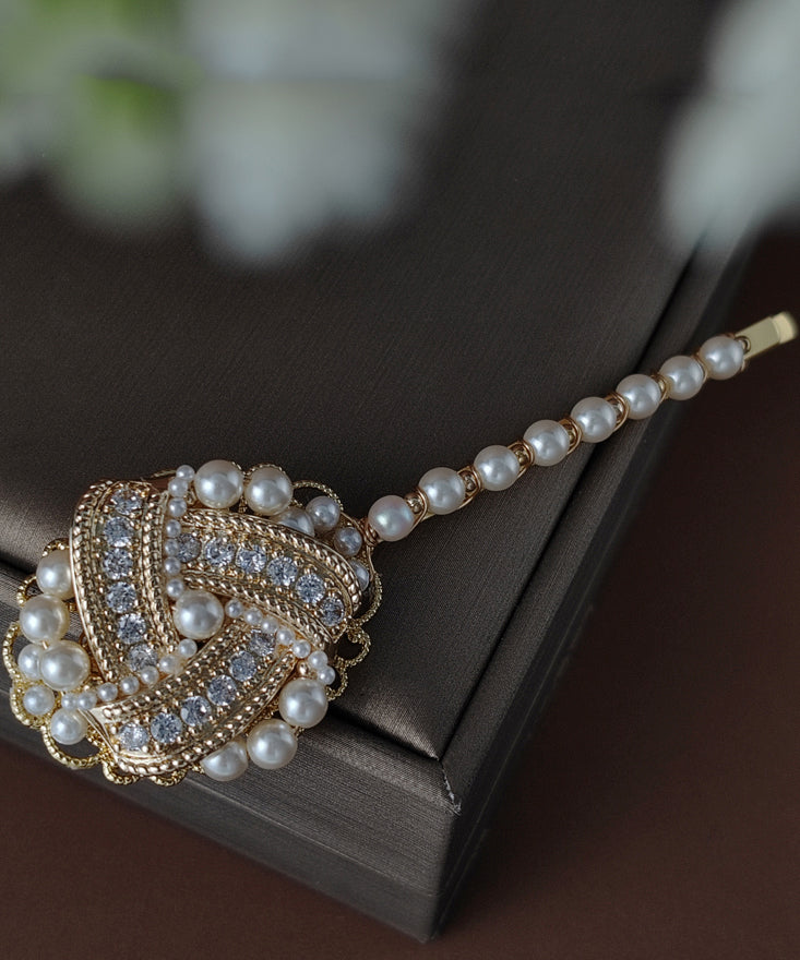 Épingle à cheveux bohème en cuivre doré et incrustée de perles et de zircons - Urbann-Vibe