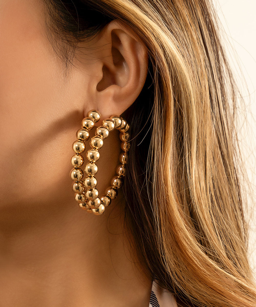 Boucles d'oreilles créoles bohèmes en alliage de métal doré - Urbann-Vibe