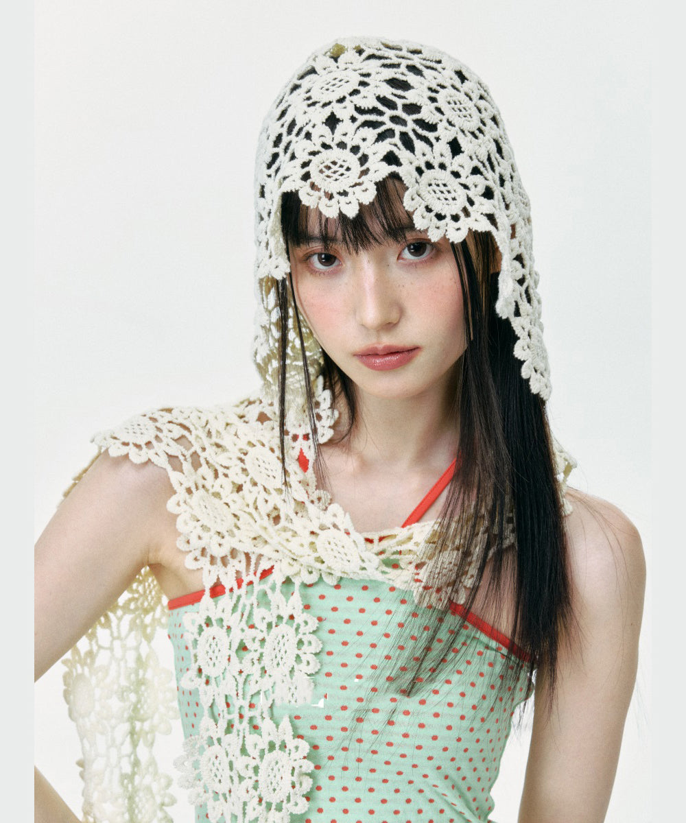 Bonnet boonie bohème en tricot à fleurs ajourées pour l'été - Urbann-Vibe