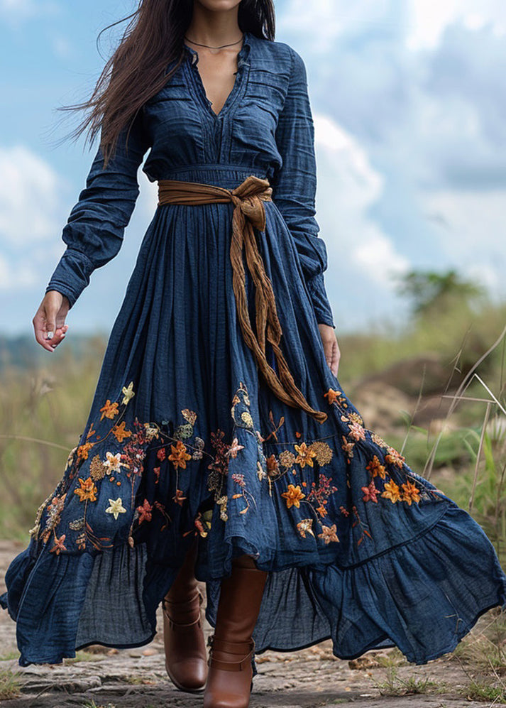 Urbann Vibe Bohemian Patchwork Dress For Women Breathable Cotton Ankle