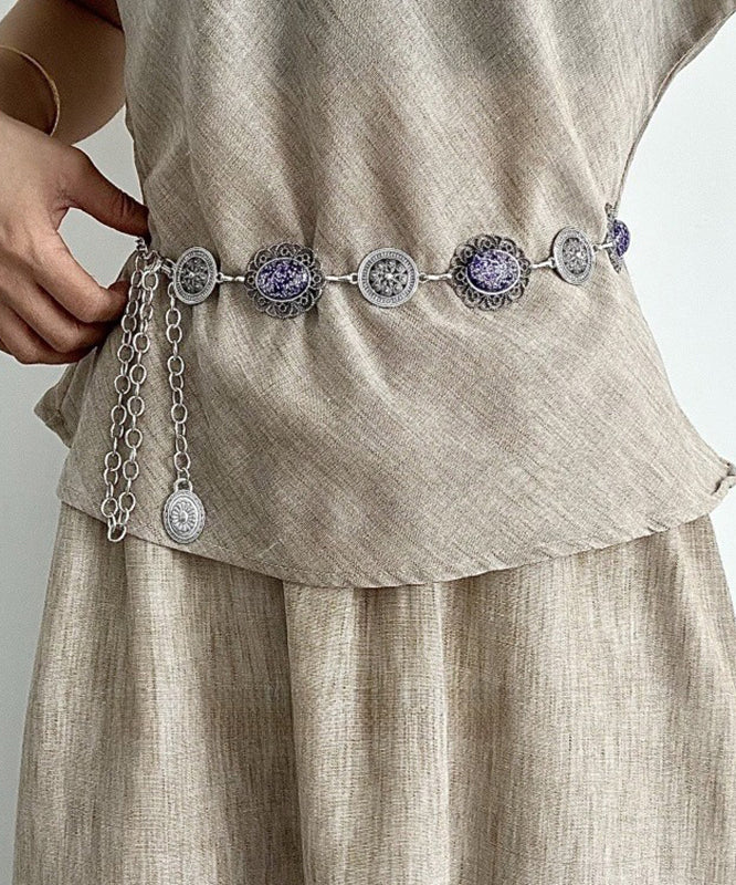 Chaîne de corps bohème en alliage métallique violet avec pompon creux - Urbann-Vibe