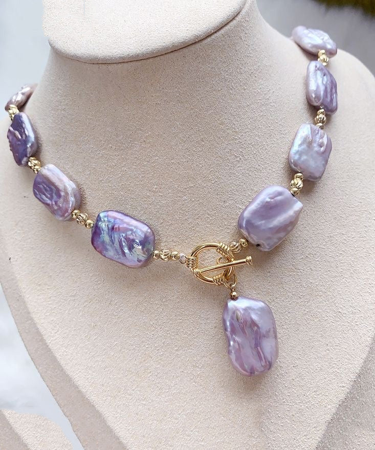 Collier avec pendentif en argent sterling et perles violettes de Bohême - Urbann-Vibe