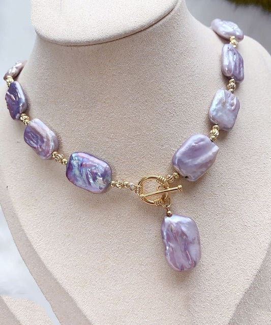 Collier avec pendentif en argent sterling et perles violettes de Bohême - Urbann-Vibe