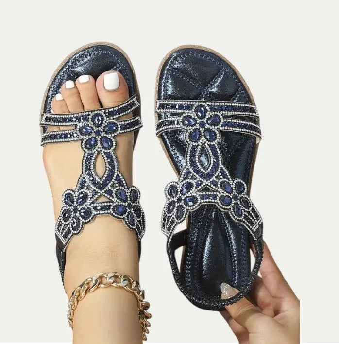 Women's bohemian summer sandals soft faux leather lightweight breathable all-day comfort support