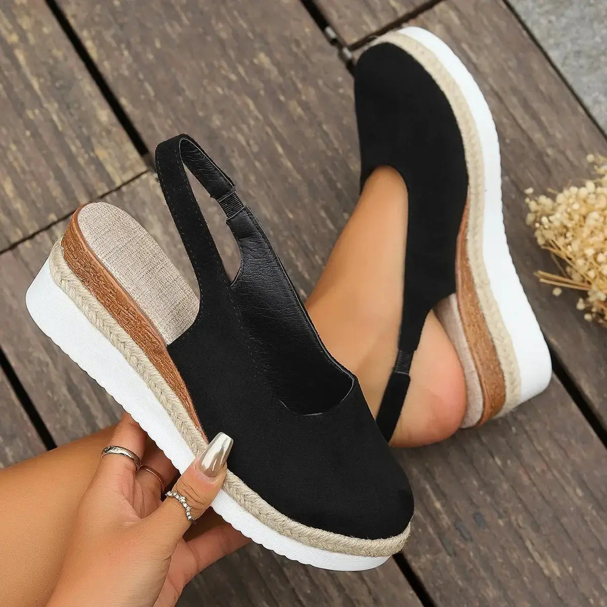 Women's bohemian wedge sandals lightweight soft footbed elegant summer footwear neutral tone
