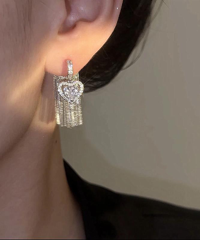 Boucles d'oreilles pendantes bohèmes en alliage de cuivre et zircon avec pompons - Urbann-Vibe