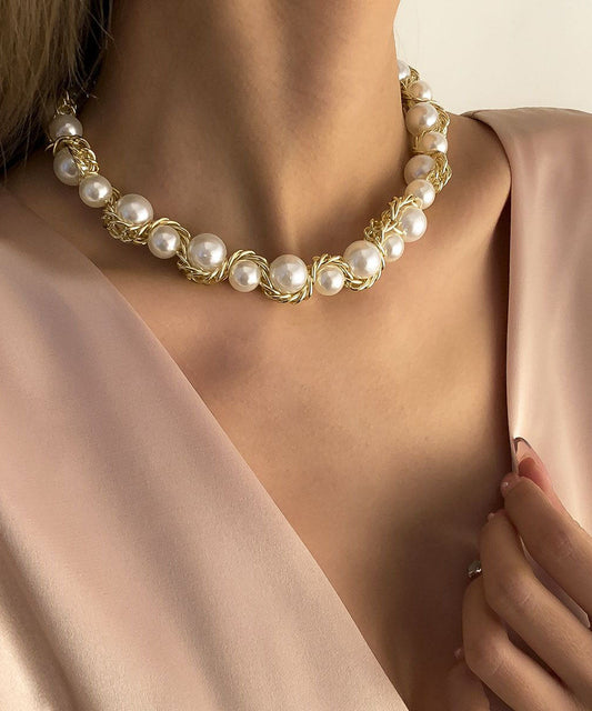 Collier bohème en alliage de cuivre doré et perles graduées - Urbann-Vibe