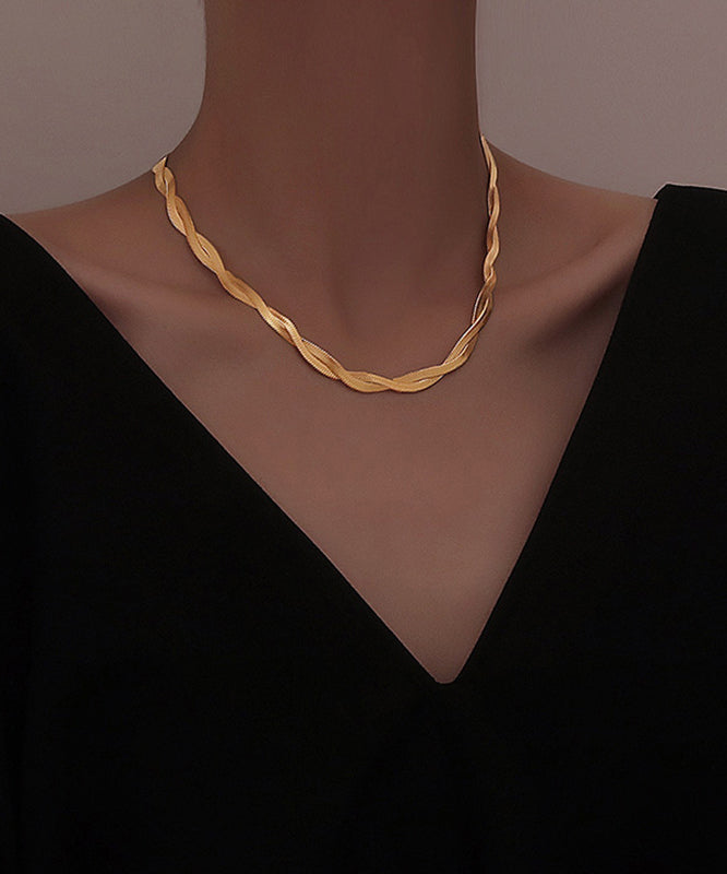 Collier princesse Boho en acier inoxydable doré avec motif croisé de pâte frite et torsades - Urbann-Vibe