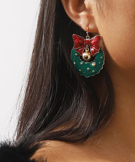 Boucles d'oreilles pendantes en forme de nœud en alliage vert style bohème - Urbann-Vibe