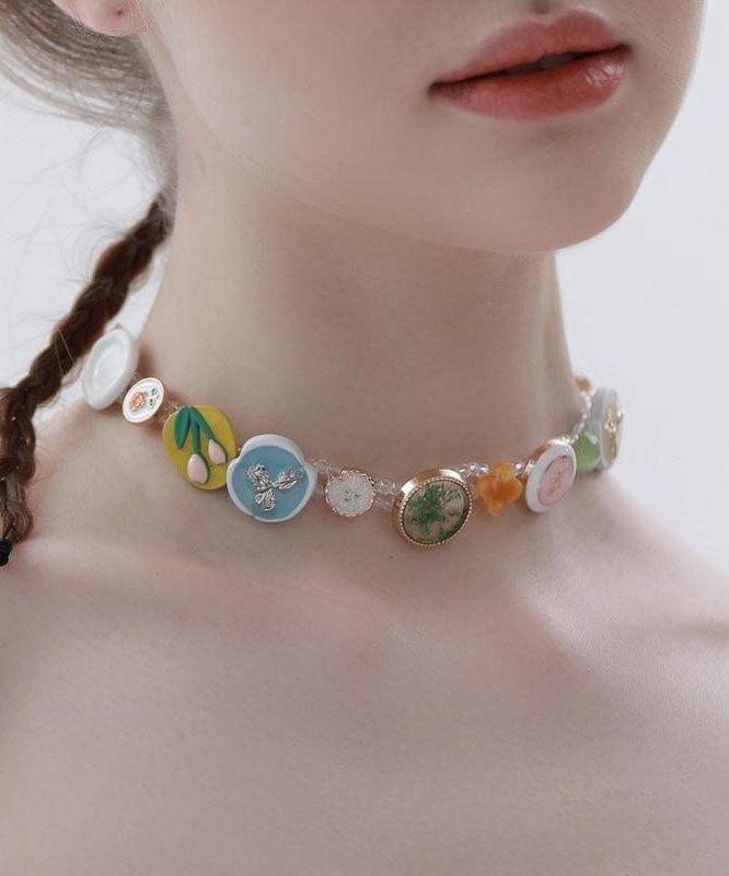 Collier princesse à boutons en alliage de perles arc-en-ciel style bohème - Urbann-Vibe